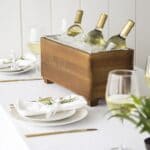 Wine trough centerpiece for the head table at a wedding reception or bridal shower