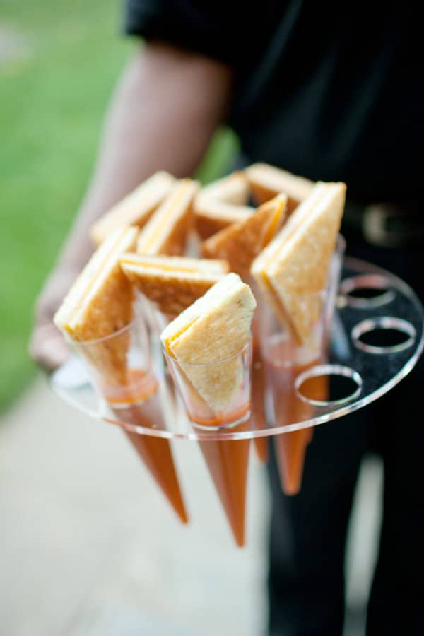 mini grilled cheese sandwiches and tomato soup