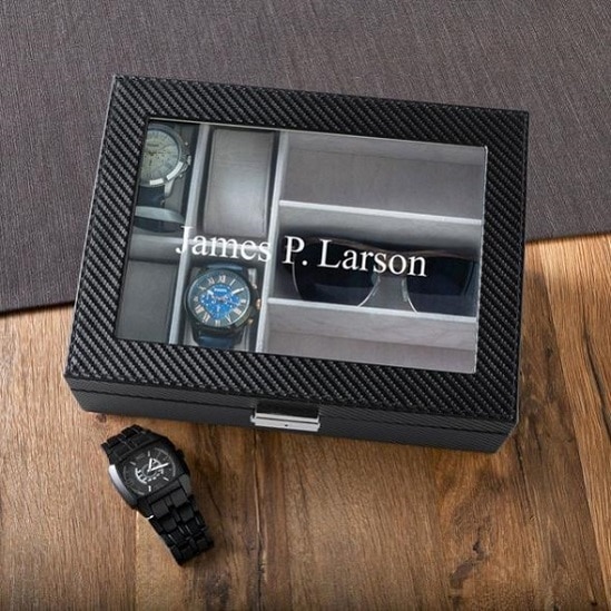 Mens watch best sale box personalized