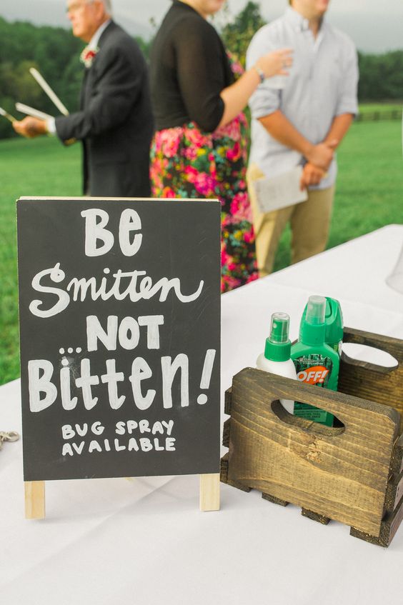 bug spray station at wedding