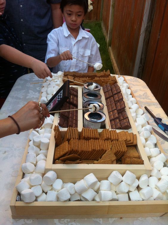 self-serve smores station for the reception