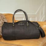 Black Canvas & Leather Groomsmen Duffle Bag