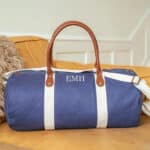 Blue Canvas & Leather Groomsmen Duffle Bag