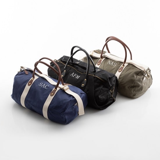 Personalized Canvas & Leather Duffle Bag Groomsmen Gifts