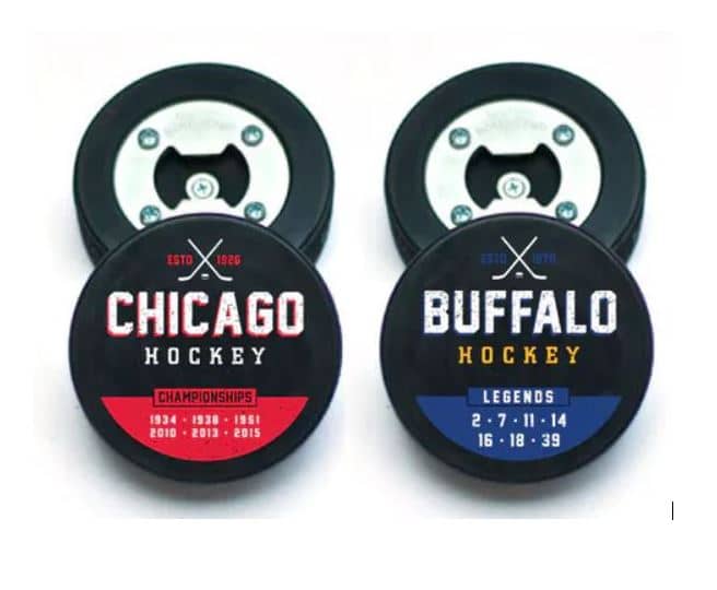 "Champs & Legends" Hockey City Puck Bottle Openers