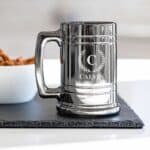 Personalized Metallic Beer Mug with Laurel Wreath Monogram Design