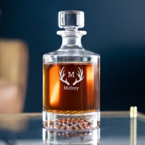 Personalized Round 30oz. Glass Whiskey Decanter