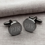 Personalized Gunmetal Round Cufflinks