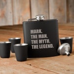 The Man. The Myth. The Legend. Personalized Flask & Shot Glass Set