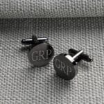 Personalized Gunmetal Round Cufflinks (Gift Boxed for Groomsmen)