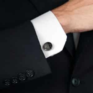 Personalized Gunmetal Round Cufflinks (Gift Boxed for Groomsmen)