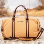 OFF THE GRID Personalized Men's Heavy Canvas Khaki Duffle Bag