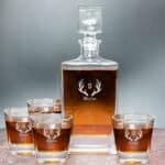 Bulk engraved whiskey decanter sets for groomsmen