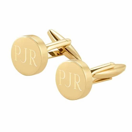 Personalized Gold Round Cuff Link and Tie Clip Set - The Man Registry