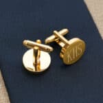 Gold cuff links are timeless and go perfectly with any wedding color and will match your specific style