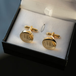 Personalized Gold Round Cufflinks (Gift Boxed)