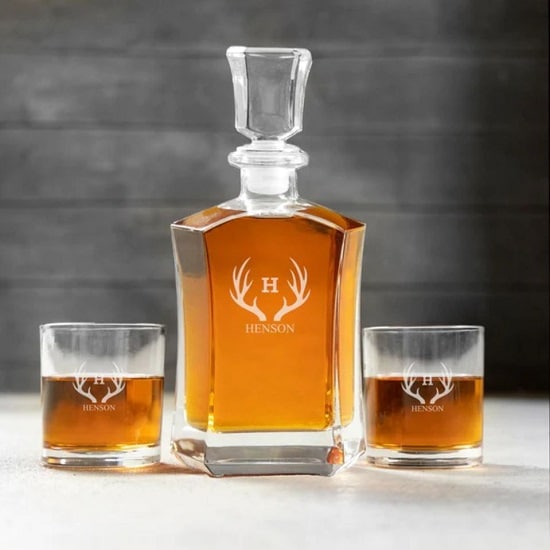 PERFECT POUR Personalized Decanter Set with 2 Lowball Glasses