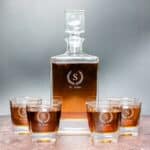PERFECT POUR Personalized Groomsmen Decanter Set with 4 Lowball Glasses