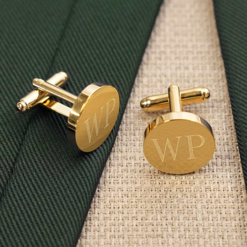 Personalized Gold Round Cufflinks (Gift Boxed)