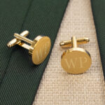 Personalized Gold Round Cufflinks (Gift Boxed)