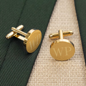 Personalized Gold Round Cufflinks (Gift Boxed)