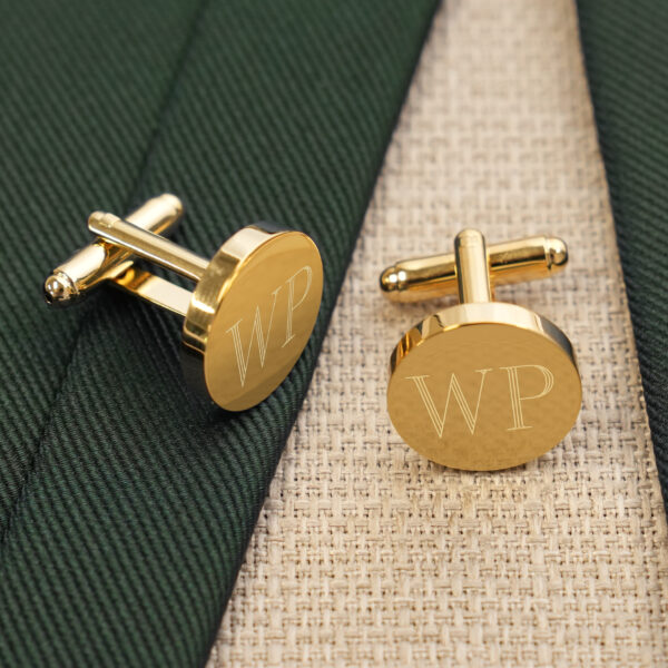 Personalized Gold Round Cufflinks (Gift Boxed)