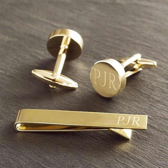 Details about   CUSTOM ENGRAVED GOLD BEVELED CUFF LINKS & TIE CLIP SET FREE CLASP BAR CUFFLINKS 