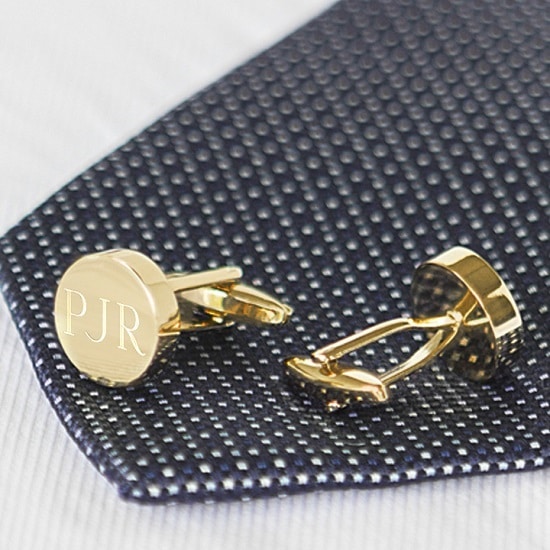 Personalized Groomsmen Gold Round Cufflinks (Gift Boxed)