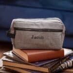 Men's gray dopp kit for groomsmen