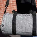 Personalized Grey Duffle Bag - Outdoors Over the Shoulder