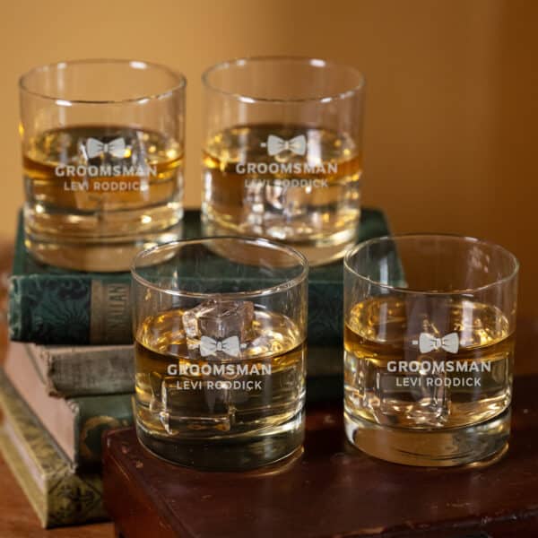 Personalized Groomsmen Rocks Glass Set