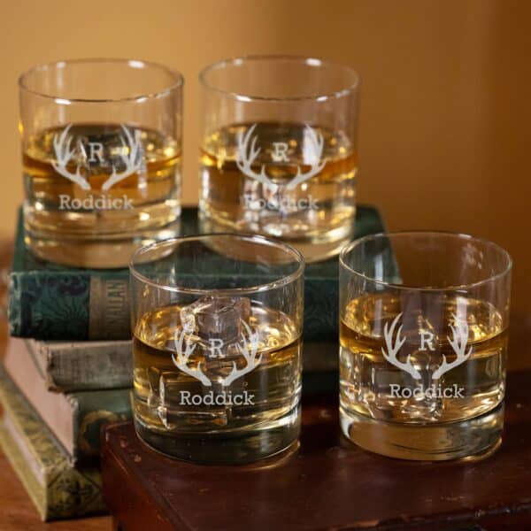 Groomsmen rocks glass set with antler design