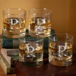 Groomsmen rocks glass set with split monogram design