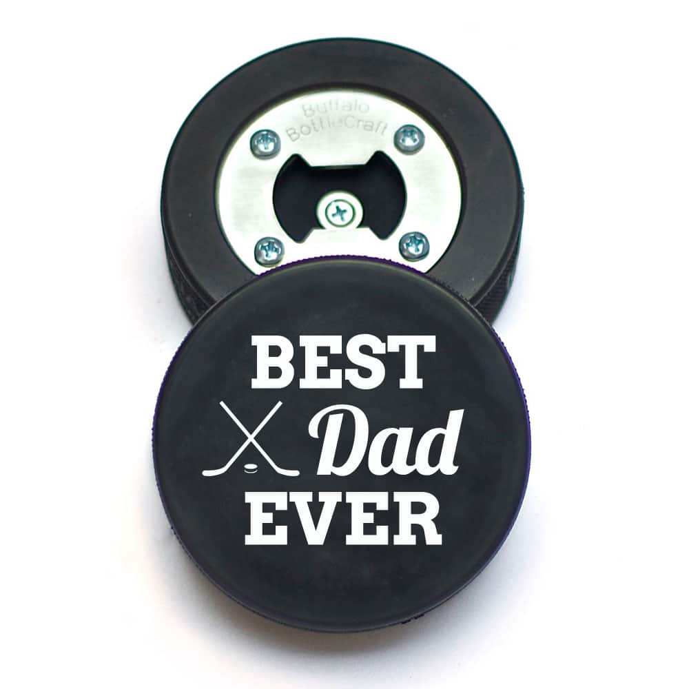 Father's Day Hockey Puck Bottle Opener for Dad