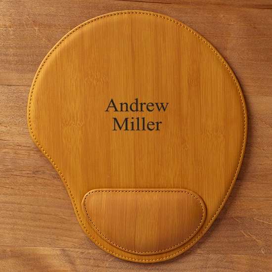 Personalized Leather Mouse Pad - Bamboo Color
