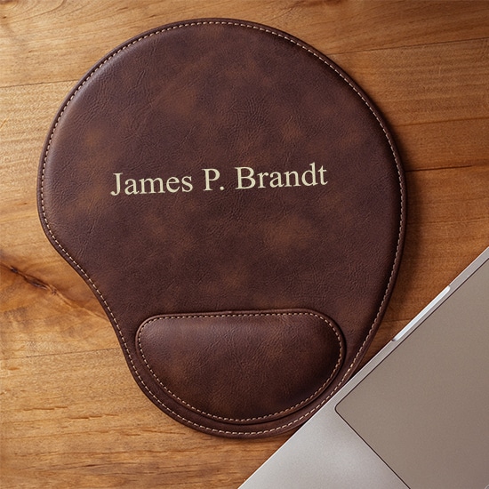 Personalized Leather Mouse Pad - Brown Color