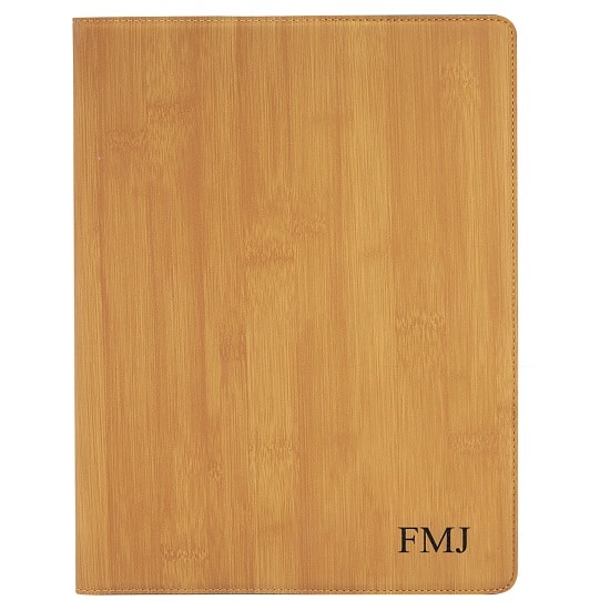 Personalized Leather Portfolio in Bamboo Color