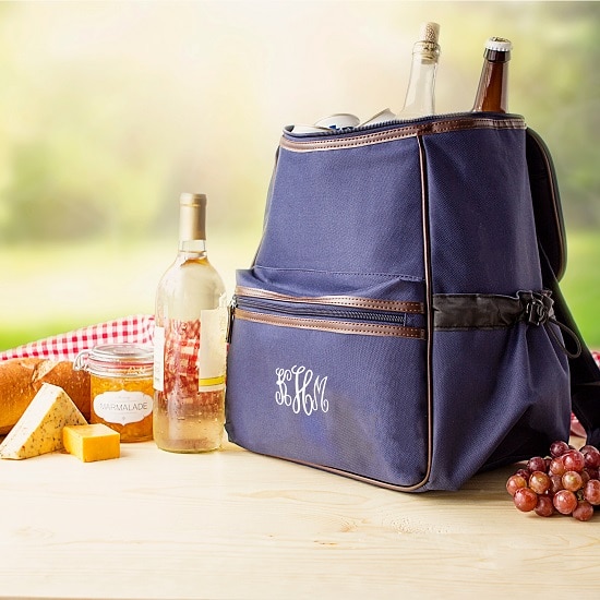 The insulated blue backpack cooler is great for beach trips, camping outings and romantic picnics