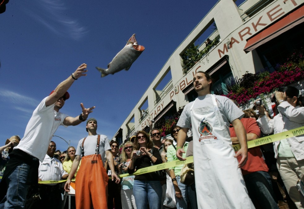 throwing fish at pike place in Seattle