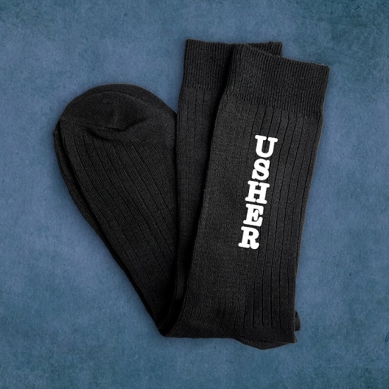 Usher Black Wedding Socks