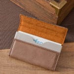 The 4 x 2 business card holder features a classy suede interior