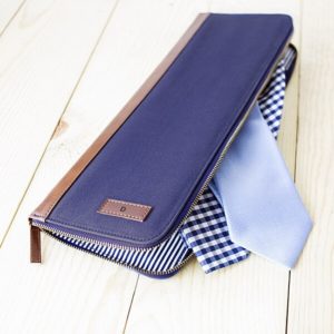 Personalized Men's Blue Travel Tie Case - Groomsmen Gift - TMR084