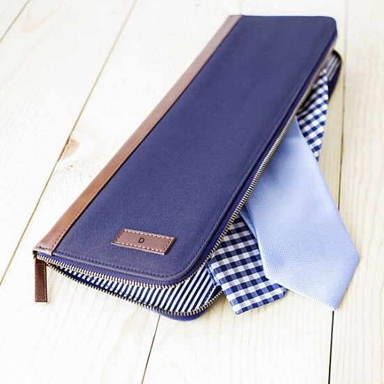 Personalized Men's Blue Travel Tie Case