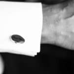 best man wearing engraved cufflinks at wedding