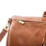Brown Vegan Leather Duffle - Hardware