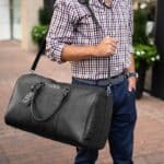 Personalized Black Leather Vegan Duffle Bag