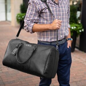 Leather travel duffle bag mens on sale