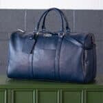 Vegan Leather Duffle Bag - Navy Blue - Main