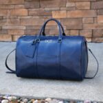 Vegan Leather Duffle - Navy Blue - Outdoors