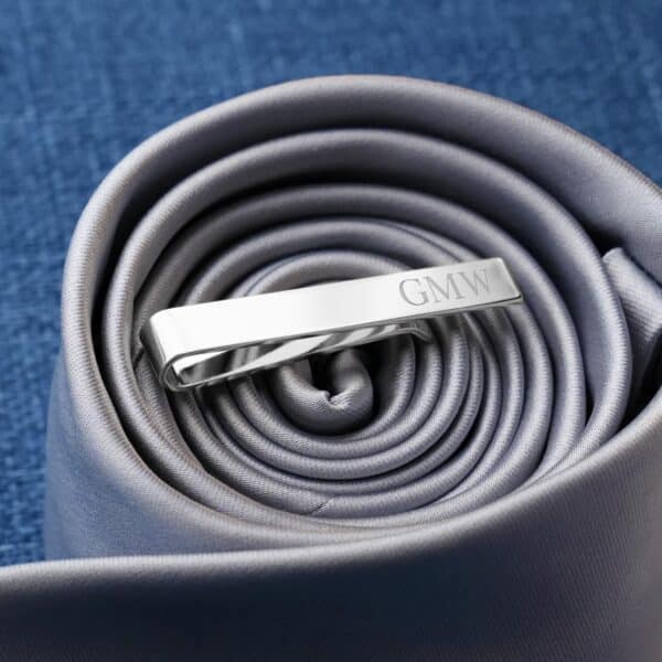 Custom engraved silver tie tack for groomsmen gifts